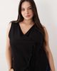 ASOS Curve ASOS DESIGN Curve wrap tie detail linen look vest in black - part of a set-Brown - 3