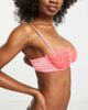 ASOS Curve ASOS DESIGN Fuller Bust Milly contrast satin & lace underwire bra in pink-Multi - 4