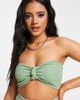 ASOS Curve ASOS DESIGN mix & match knot bandeau crinkle bikini top in khaki-Green - 3
