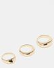 ASOS Curve ASOS DESIGN pack of 3 minimal bubble rings in gold tone - 1