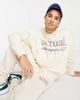ASOS DESIGN ASOS Actual brushed cotton hoodie with multi color logo front print in cream - part of a set-White - 1