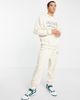 ASOS DESIGN ASOS Actual brushed cotton hoodie with multi color logo front print in cream - part of a set-White - 3