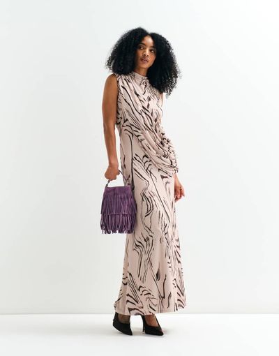 ASOS DESIGN ASOS ADAPTIVE sleeveless drape maxi dress in abstract print-MULTI