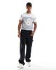 ASOS DESIGN ASOS cropped boxy oversized tshirt with sports graphic and paneling in gray - 2
