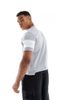 ASOS DESIGN ASOS cropped boxy oversized tshirt with sports graphic and paneling in gray - 3