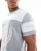 ASOS DESIGN ASOS cropped boxy oversized tshirt with sports graphic and paneling in gray - 4