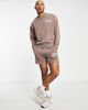 ASOS DESIGN ASOS Dark Future oversized sweatshirt with logo prints in washed brown - part of a set - 4