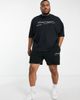ASOS DESIGN ASOS Dark Future relaxed shorts with logo print in black - 4