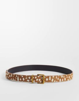 ASOS DESIGN ASOS DEISGN hair-on leather belt with square buckle in deer print-Brown