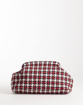 ASOS DESIGN ASOS DEISGN large frame clutch bag in red check boucle-Multi