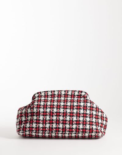 ASOS DESIGN ASOS DEISGN large frame clutch bag in red check boucle-Multi