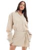 ASOS DESIGN ASOS DEISGN wrap tie side skirt in camel - part of a set-Neutral - 2