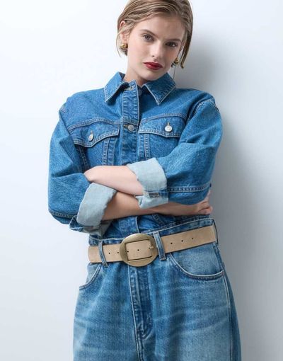 ASOS DESIGN ASOS DESGN suede belt with rounded buckle in biscuit-Brown
