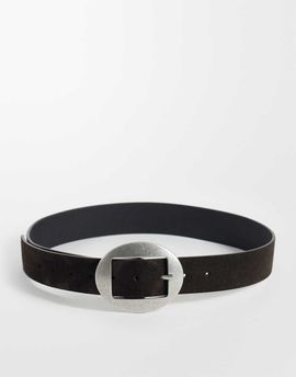 ASOS DESIGN ASOS DESGN suede belt with rounded buckle in chocolate-Brown