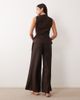ASOS DESIGN ASOS DESIGN 100% linen wrap jumpsuit in chocolate-Brown - 4