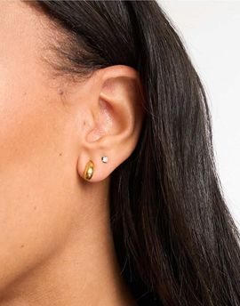 ASOS DESIGN ASOS DESIGN 10mm waterproof stainless steel stud earrings with tear drop design in gold tone