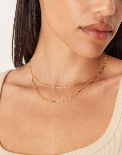 ASOS DESIGN ASOS DESIGN 14k gold plated multi row necklace