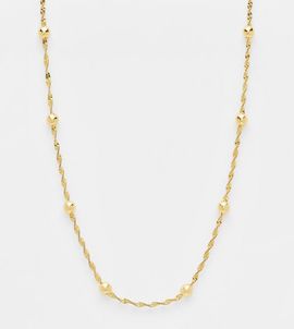 ASOS DESIGN ASOS DESIGN 14k gold plated short necklace with ball and twist chain detail