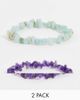 ASOS DESIGN ASOS DESIGN 2-pack beaded bracelet set in semi precious blue and purple pastel stones-Multi - 1