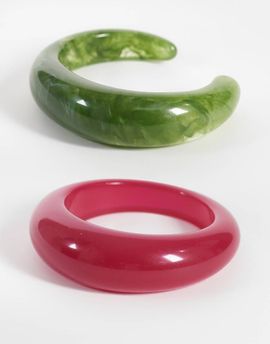 ASOS DESIGN ASOS DESIGN 2-pack resin bangles in pink and green-Multi