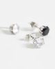 ASOS DESIGN ASOS DESIGN 2-pack waterproof stainless steel black and crystal stud earrings in silver - 4