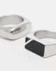 ASOS DESIGN ASOS DESIGN 2-pack waterproof stainless steel signet rings with black stone in silver tone - 2