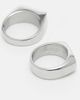 ASOS DESIGN ASOS DESIGN 2-pack waterproof stainless steel signet rings with black stone in silver tone - 3