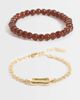 ASOS DESIGN ASOS DESIGN 2 pack beaded and molten link detail chain bracelet in gold-MULTI - 1
