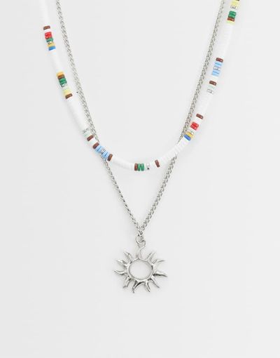 ASOS DESIGN ASOS DESIGN 2 pack beaded and sun pendant necklace in silver