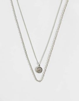 ASOS DESIGN ASOS DESIGN 2 pack button pendant and chain necklace in silver