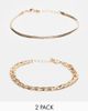 ASOS DESIGN ASOS DESIGN 2 pack chain bracelet in gold - 1
