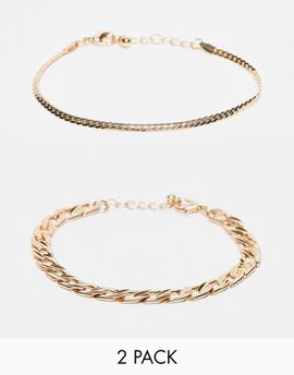 ASOS DESIGN ASOS DESIGN 2 pack chain bracelet in gold