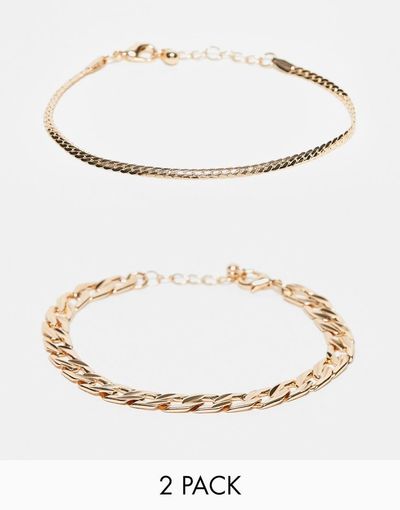 ASOS DESIGN ASOS DESIGN 2 pack chain bracelet in gold