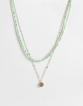 ASOS DESIGN ASOS DESIGN 2 pack coin and beaded necklace in gold
