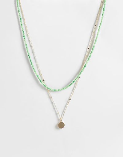 ASOS DESIGN ASOS DESIGN 2 pack coin and beaded necklace in gold