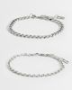 ASOS DESIGN ASOS DESIGN 2 pack curb chain bracelet in silver - 1