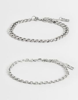 ASOS DESIGN ASOS DESIGN 2 pack curb chain bracelet in silver