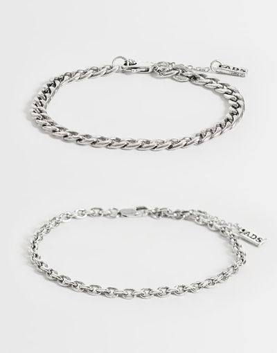 ASOS DESIGN ASOS DESIGN 2 pack curb chain bracelet in silver