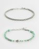 ASOS DESIGN ASOS DESIGN 2 pack green prehnite semi-precious square beaded and chain bracelet in silver - 1