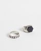 ASOS DESIGN ASOS DESIGN 2 pack hexagon black stone and pattern signet rings in silver - 1