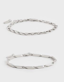 ASOS DESIGN ASOS DESIGN 2 pack link chain bracelet in silver