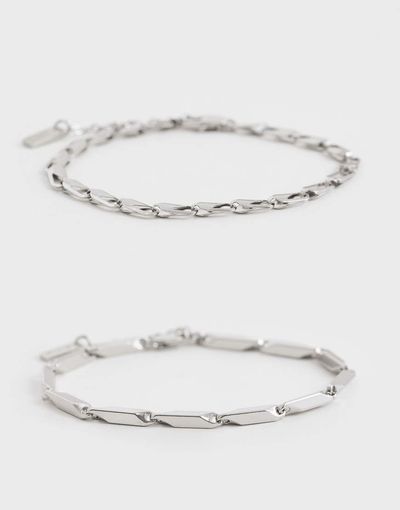 ASOS DESIGN ASOS DESIGN 2 pack link chain bracelet in silver