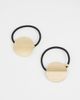 ASOS DESIGN ASOS DESIGN 2 pack of circular hair ties with metal detail with brushed and shiny finish-Multi - 1