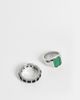 ASOS DESIGN ASOS DESIGN 2 pack oval stone top and square stone signet ring in silver - 1