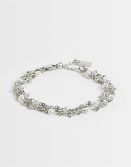 ASOS DESIGN ASOS DESIGN 2 pack pearl and cross chain bracelet in silver