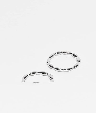 ASOS DESIGN ASOS DESIGN 2 pack skinny molten rings in silver