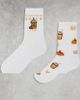 ASOS DESIGN ASOS DESIGN 2 pack socks with pumpkin spice graphics in white - 1