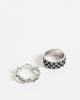 ASOS DESIGN ASOS DESIGN 2 pack star pattern ring in burnished silver - 1