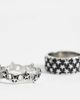 ASOS DESIGN ASOS DESIGN 2 pack star pattern ring in burnished silver - 2