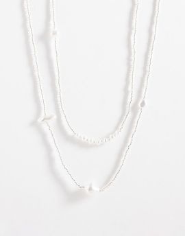 ASOS DESIGN ASOS DESIGN 2 pack stationed faux pearl necklace in white